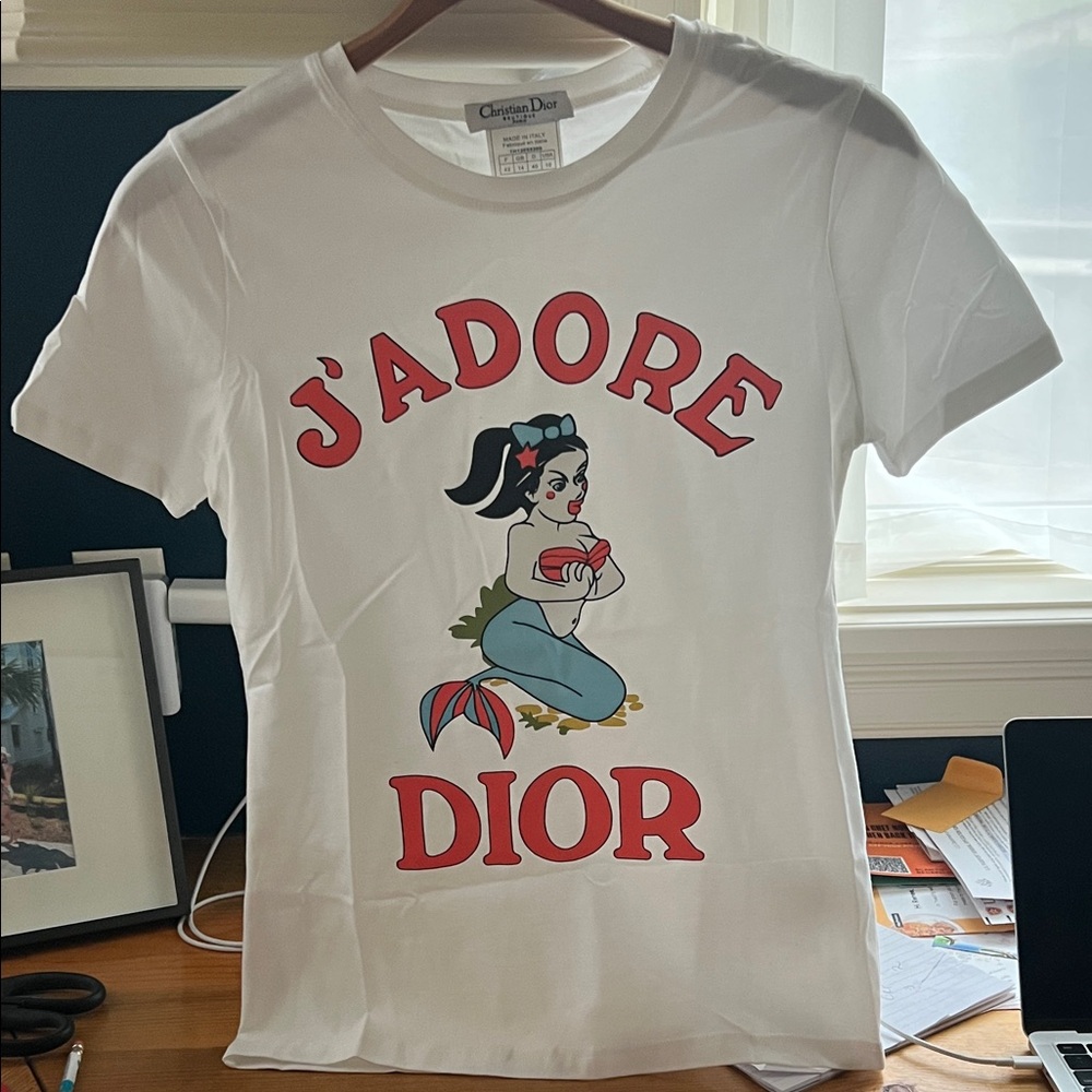 Christian Dior J'Adore Dior White Graphic Tee medium US8 made in Italy